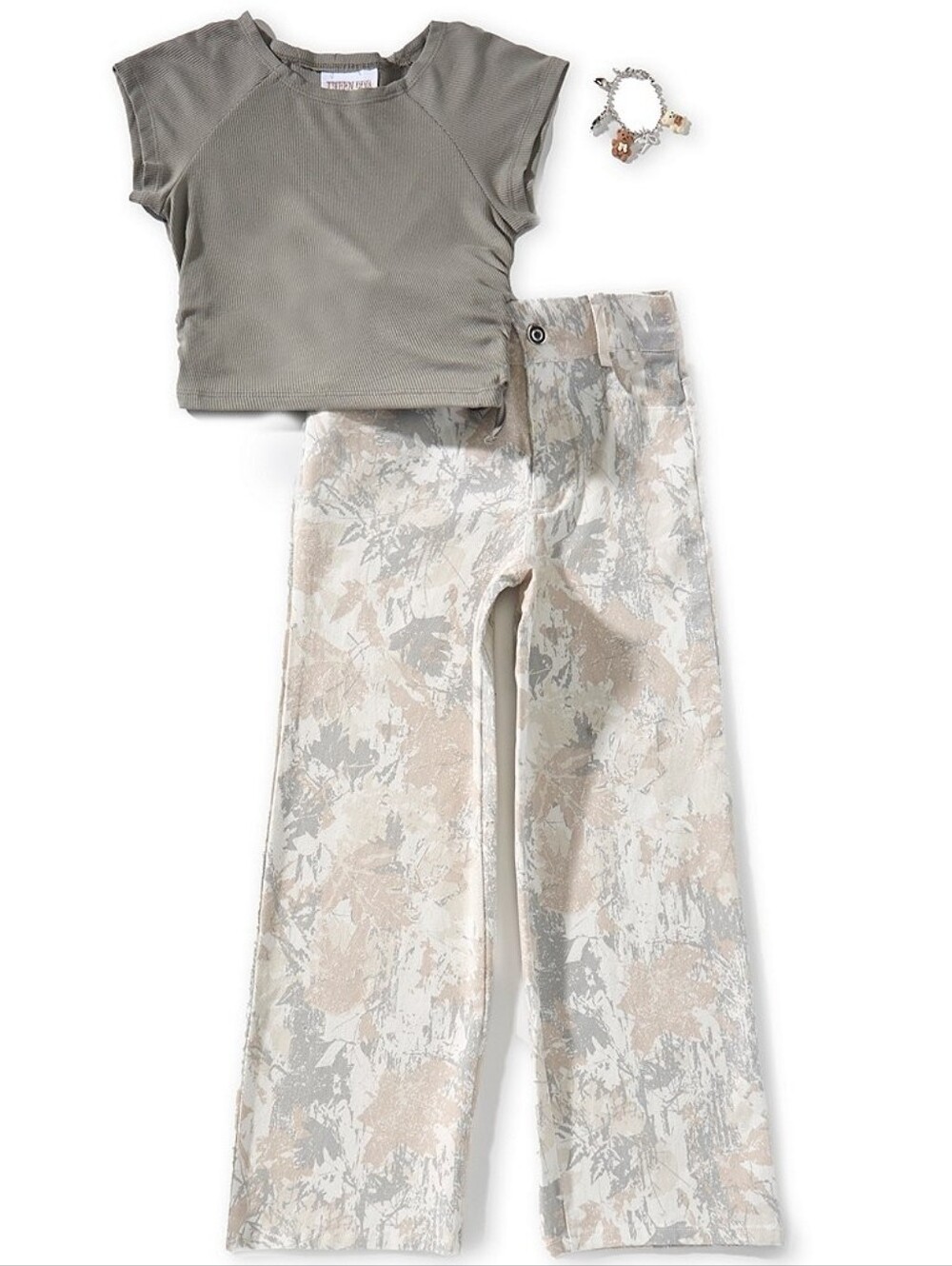 Tween Diva Girls’ 2-Piece Set Size 8 Sage NWT + Bracelet